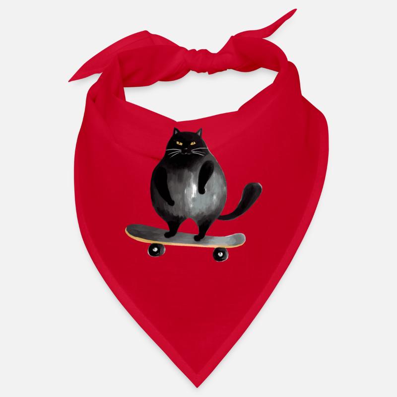 Kater auf Skateboard Bandana