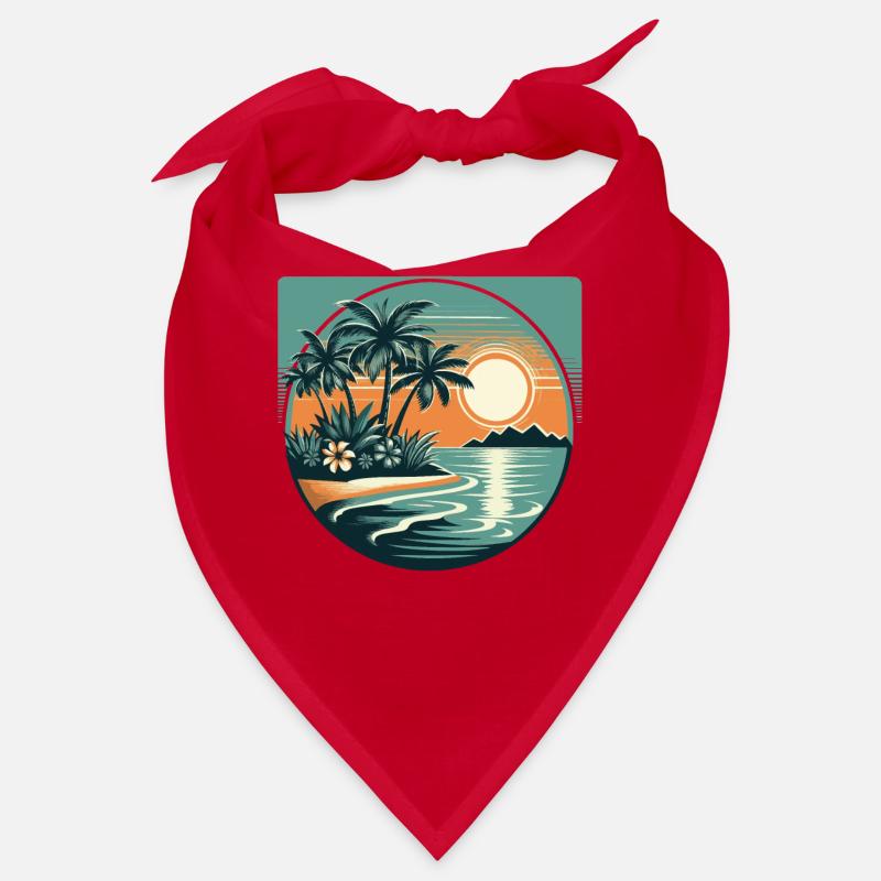 Beach, Palm Tree, Sunset, Holiday Bandana