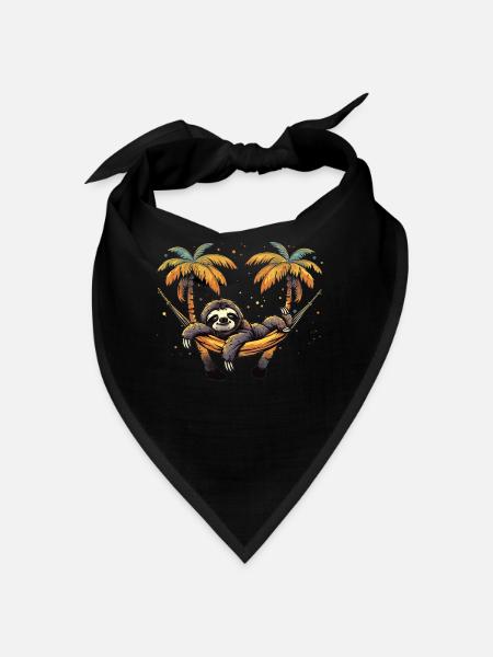 Faultier-hängematte, Strand, Chillige - Bandana - Schwarz - Vorne
