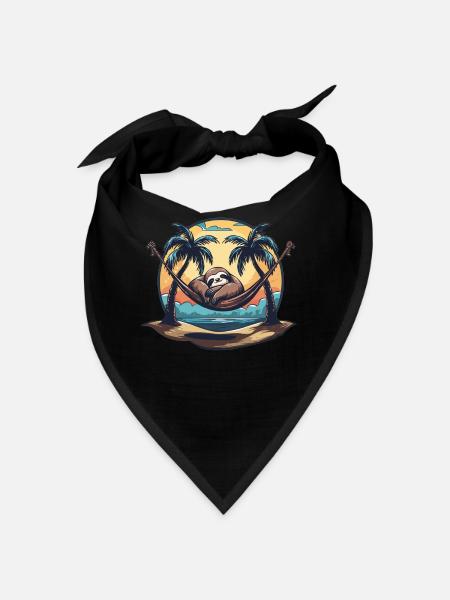 Faultier-hängematte, Strand, Chillige - Bandana - Schwarz - Vorne