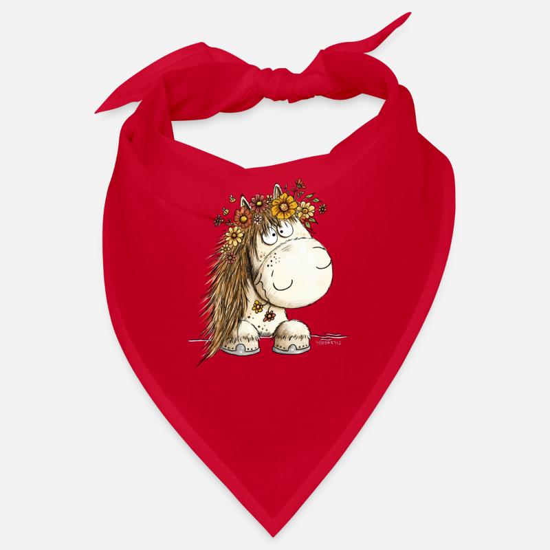 Drolliges Pferd Blumenkranz Cartoon Bandana