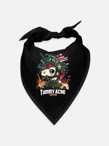Lustiges Einhorn Meme Bauchschmerzen - Bandana - Schwarz - Vorne