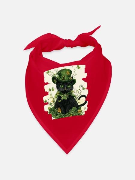 St Patricks day Katze - Bandana - Rot - Vorne