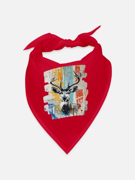Hirsch mit Geweih - Bandana - Rot - Vorne