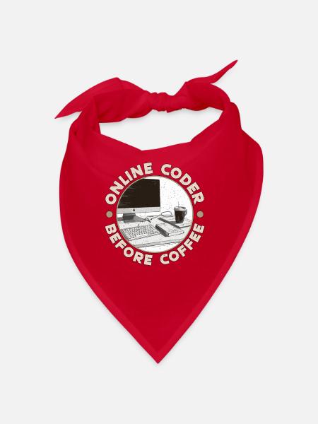 Online Coder Before Coffee Developer Coffee Lover - Bandana - red - Front