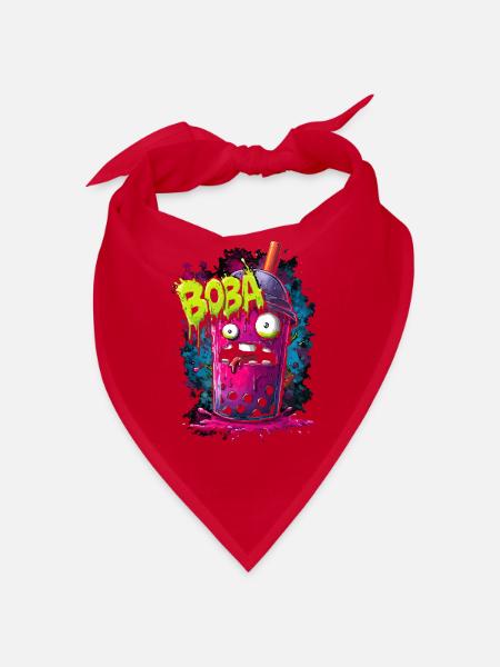 Boba Tea Monster in colorful graffiti street style - Bandana - red - Front