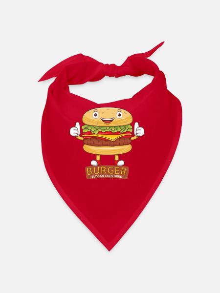 Mignon burger dessin animé art - Bandana - rouge - Devant