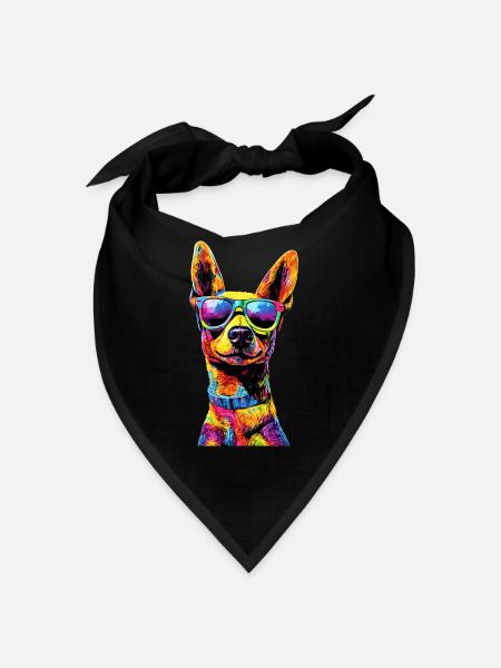 Russischer Toy Terrier Hund Russkiy Russian Toy - Bandana - Schwarz - Vorne