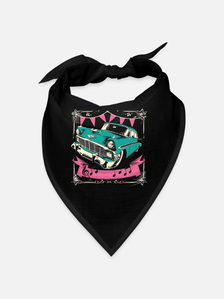 Fünfziger Jahre 1950er Auto Musik - Bandana - Schwarz - Vorne