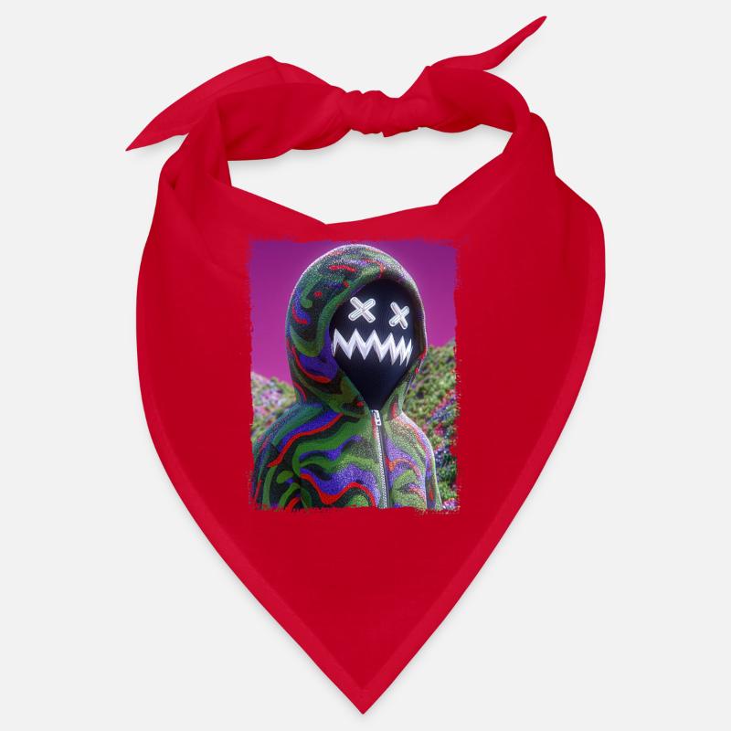 Psychedelic Maskenfigur Neon Glitch Grafik Bandana
