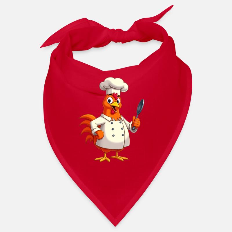 Chicken as a chef with chef's hat and spatula Bandana