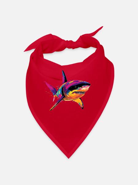Hai Haifisch Tigerhai Taucher Süße Haie Weißer Hai - Bandana - Rot - Vorne