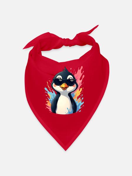 Cool Pingu mit Sonnenbrille - Bandana - Rot - Vorne