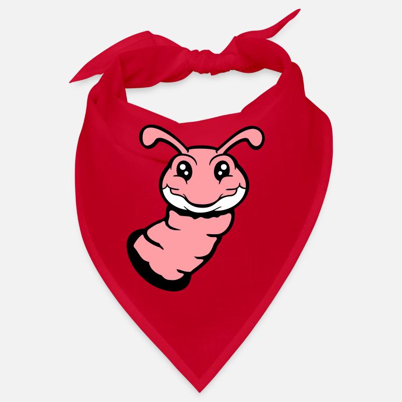 Caterpillar peeks out of hole smiles sweet worm comic fun Bandana