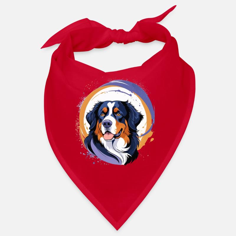 Berner Sennenhund mit lebendigen Farben Bandana
