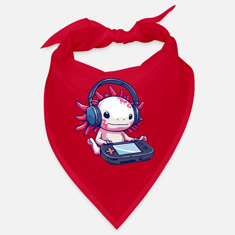 Axolotl mit Kopfhörern und Gaming-Controller Bandana