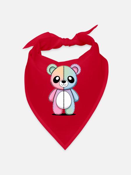 Kawaii Pastel Goth Geflickter Bär - Bandana - Rot - Vorne