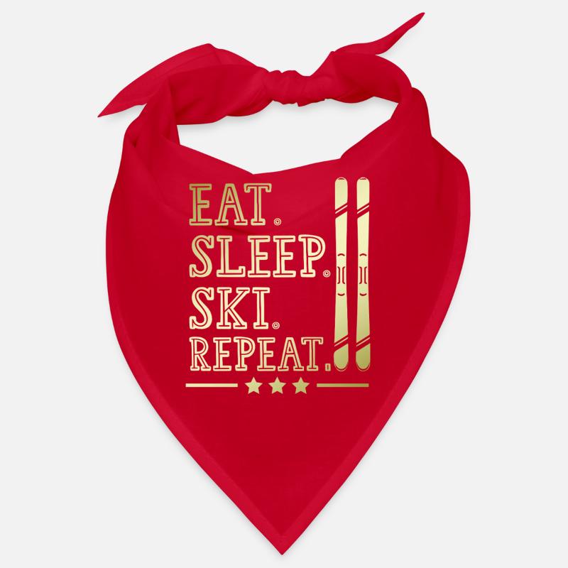 Eat Sleep Skiing Repeat - Bandana - red