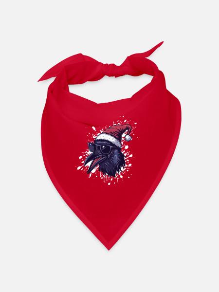 Rabe Krähe Weihnachten Lustig - Bandana - Rot - Vorne
