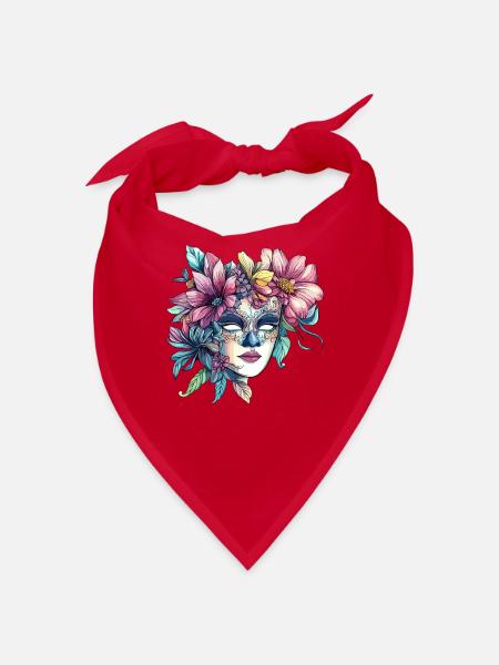 Floral mask in masquerade ball style - Bandana - red - Front