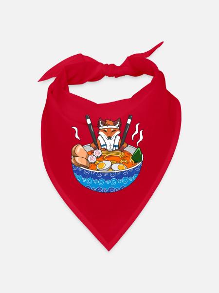 Fox Ramen Japanisches Essen Kawaii Anime Nudelliebhaber - Bandana - Rot - Vorne