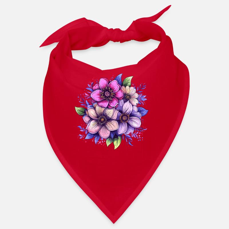 Bouquet de fleurs au néon dans le style aquarelle Bandana