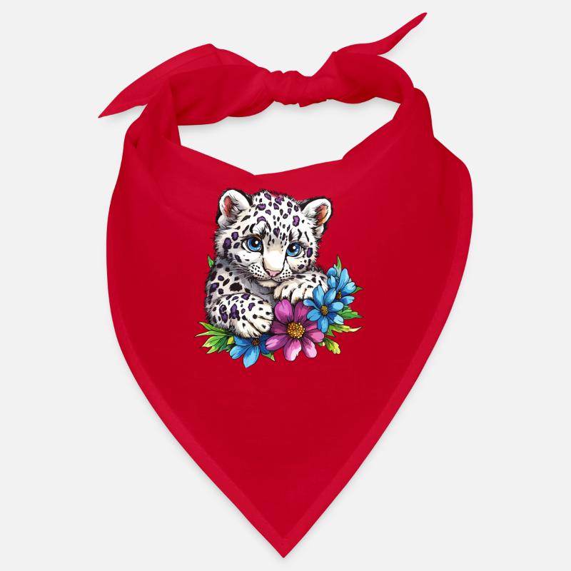 Leopardenkätzchen mit Blumen Bandana