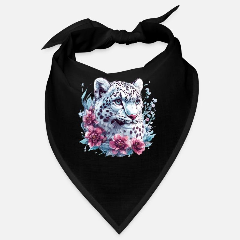 Leopardengesicht mit Blumenkranz Bandana