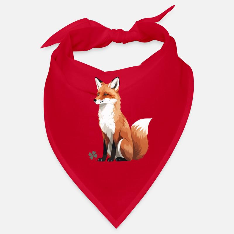 Renard assis avec trèfle Bandana