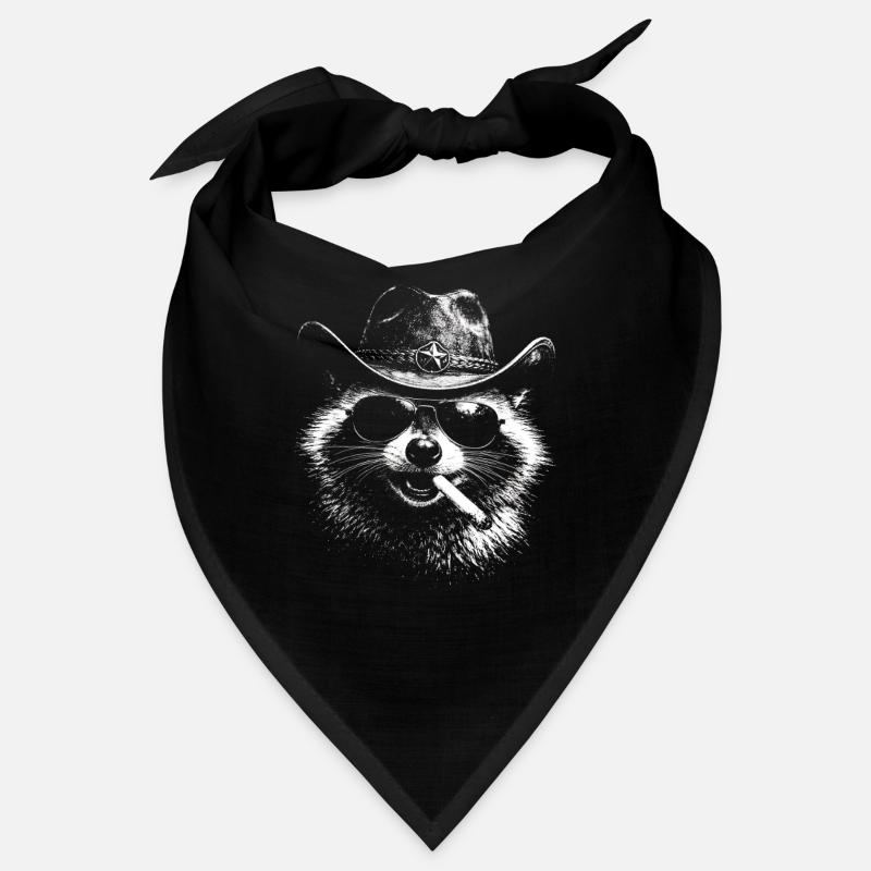 Waschbär Cowboy mit Zigarre Bandana