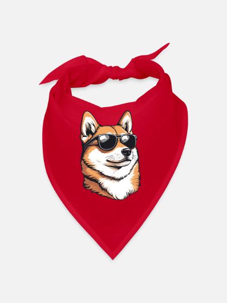 Shiba mit Sonnenbrillen-Charme - Bandana - Rot - Vorne