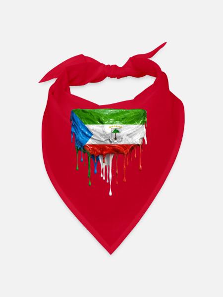 Equatorial Guinea Flagge in Tropfenkunst - Bandana - Rot - Vorne