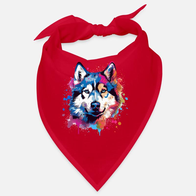 Colorful Dog Splash Art Husky Bandana