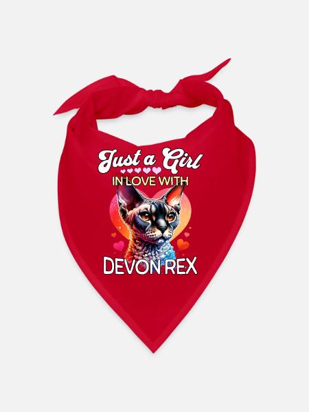 Devon Rex Mädchen - Bandana - Rot - Vorne