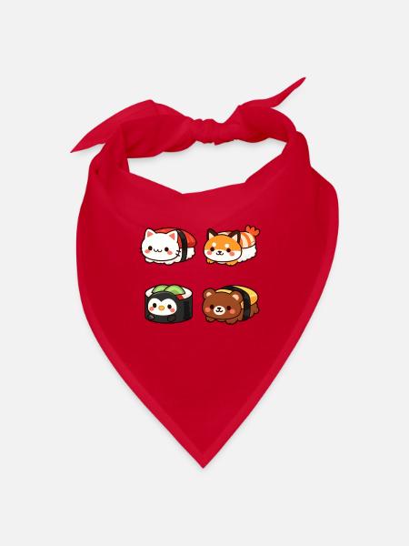 Kawaii Sushi Tierchen Kollektion - Bandana - Rot - Vorne
