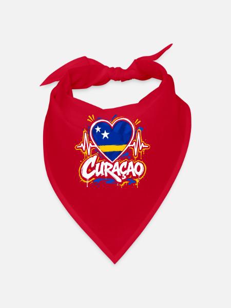 Curaçao Herz Graffiti Flag Design - Bandana - Rot - Vorne
