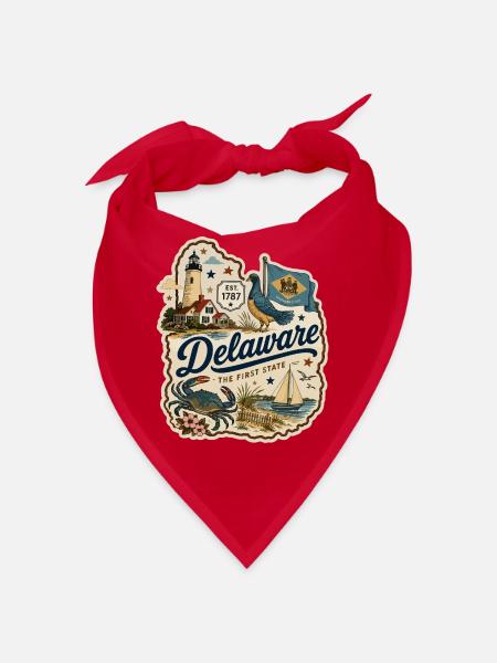 Delaware The First State Vintage-Aufkleber - Bandana - Rot - Vorne
