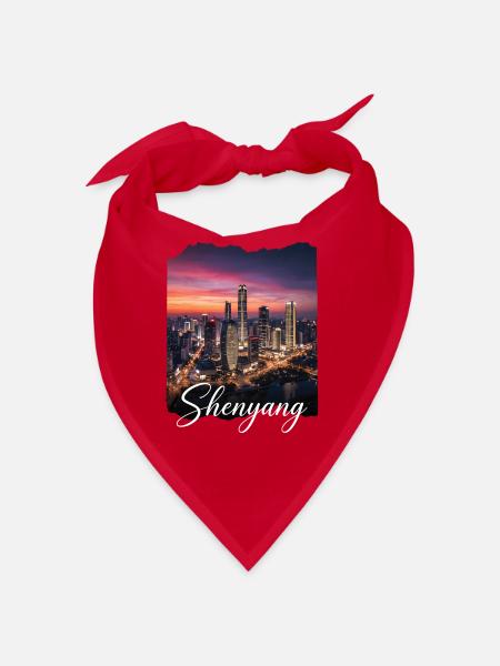 Shenyang Nachtstadt Skyline - Bandana - Rot - Vorne