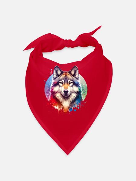 Wolfhund Motiv - Bandana - Rot - Vorne