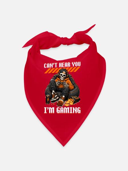 Skeleton Gamer Gaming Halloween - Bandana - Rot - Vorne