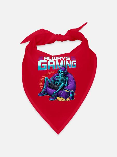 Skeleton Gamer Gaming Halloween - Bandana - Rot - Vorne