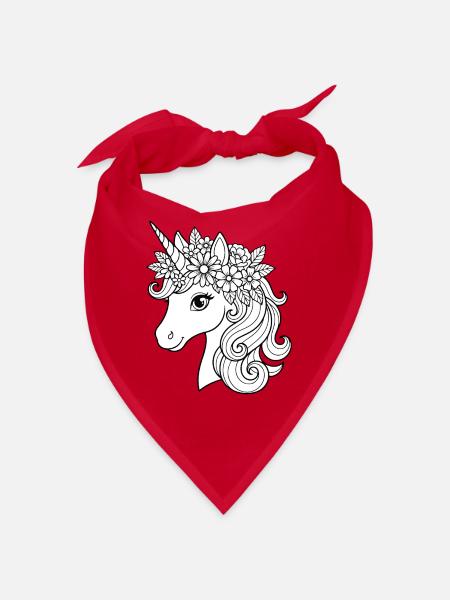 Blumenkrönendes Einhorn - Bandana - Rot - Vorne