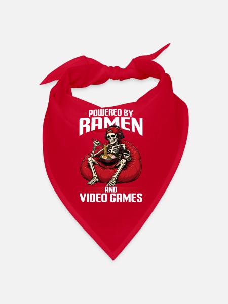 Funny Gaming and Ramen Gamer Skeleton - Bandana - Rot - Vorne