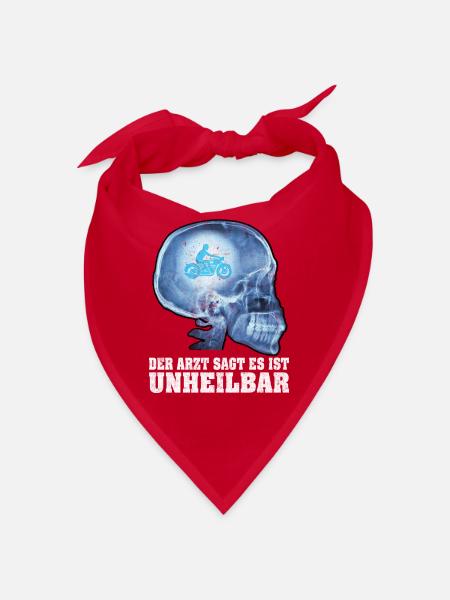 Motorrad Biker Unheilbar Lustiger Spruch Geschenk - Bandana - Rot - Vorne