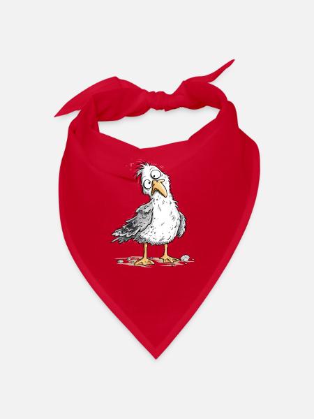 Lustige Möwe Cartoon I Küste Meer Vogelhumor - Bandana - Rot - Vorne