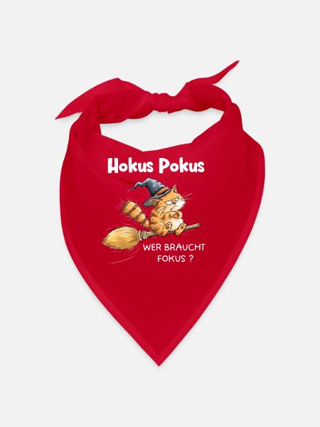 Hokus Pokus Katze Besen Spruch Sarkasmus Humor - Bandana - Rot - Vorne