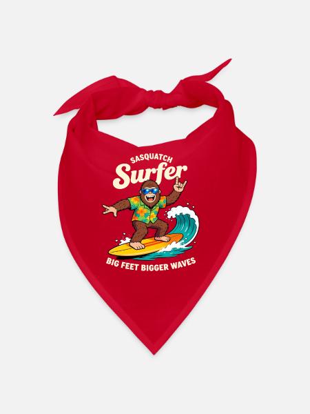 Sasquatch Surfer Big Feet Bigger Waves Cryptid - Bandana - Rot - Vorne