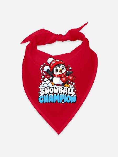Schneeball-Champion Pinguin - Bandana - Rot - Vorne