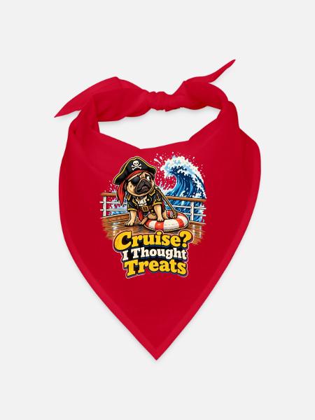 Cruise I Thought Treats Mops Pirat Halloween - Bandana - Rot - Vorne