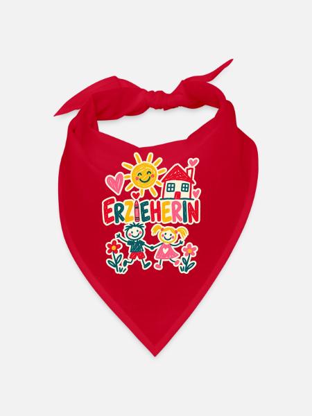 Erzieherin Kinderzeichnung - Bandana - Rot - Vorne